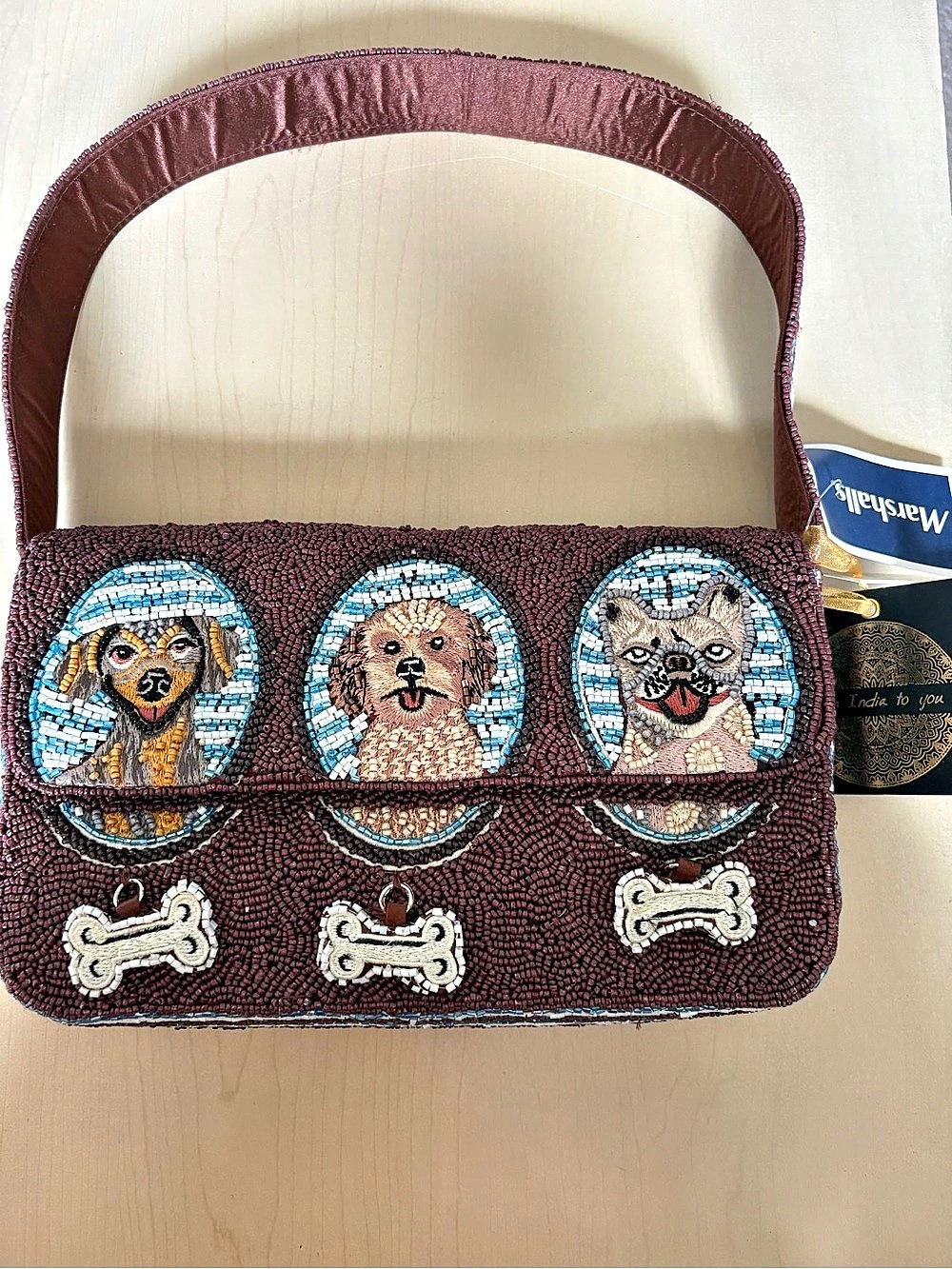 Rare Beaded Dog Shoulder Bag NWT